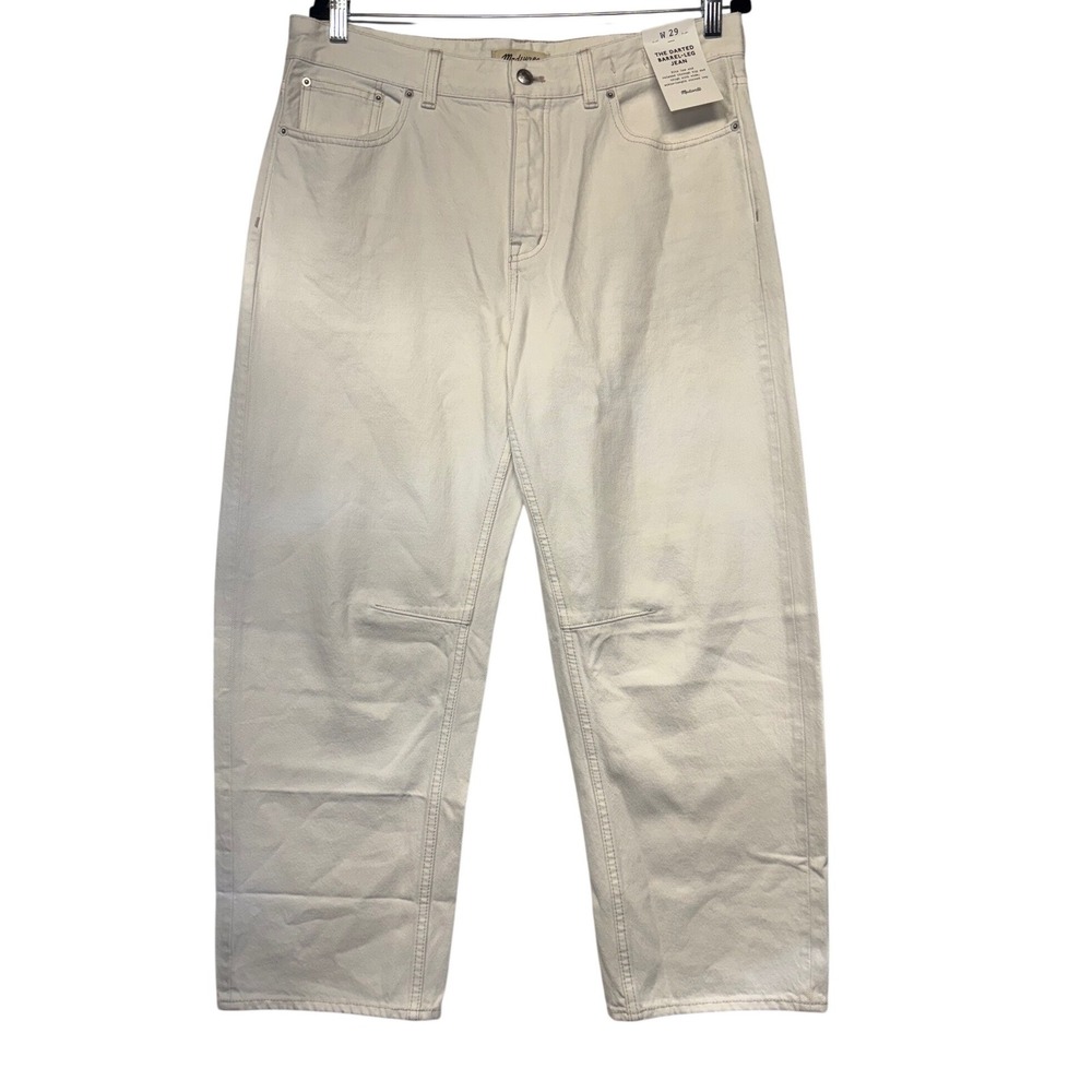 Madewell The Darted Barrel-Leg Jean Off White Denim Button Fly Size 29 NWT